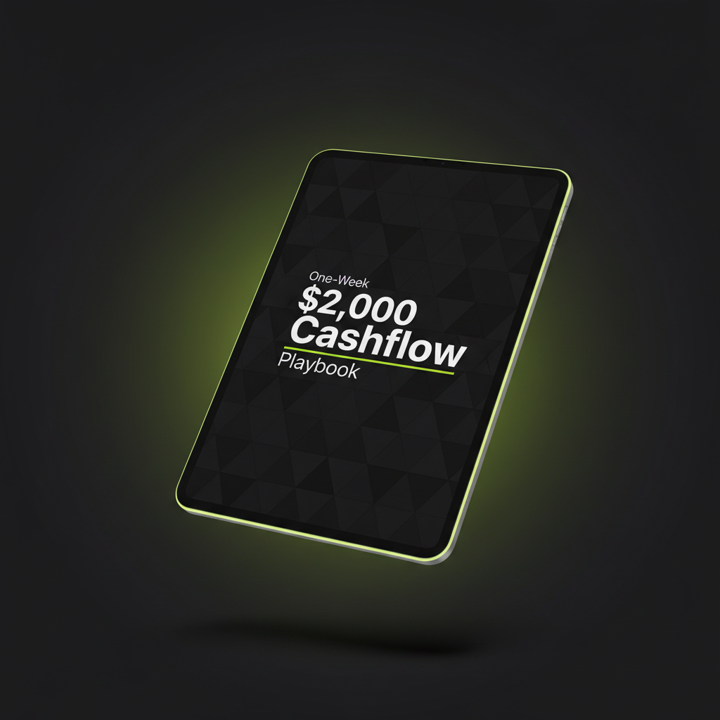 The $2,000 One-Week Cashflow Playbook — digital playbook mockup on tablet